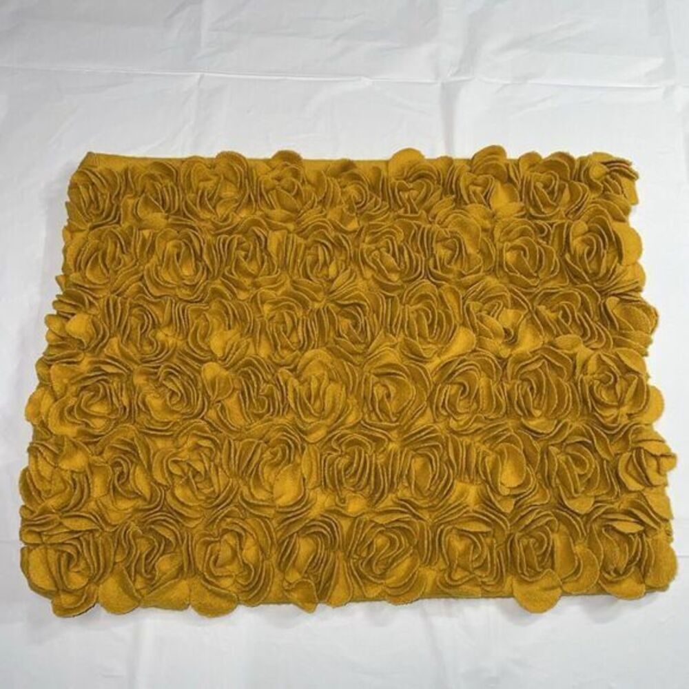 Pottery Barn Dorm Pillow case Textured Floral Golden Yellow 15.5x12"